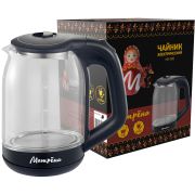 Чайник МАТРЕНА МА-006 стекло,1,8л, черный