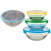 Набор из 3 стекл. мисок с крышками Mallony INSALATO (360/510/920мл)