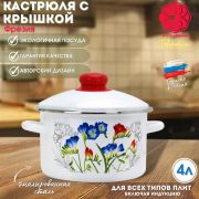 Кастрюля 4 л, эмалированная, Фрезия, 01-Б1614/4 /г. Магнитогорск/