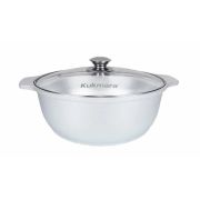 Кастрюля-жаровня 5л KUKMARA ж53 алюмин,без покрытия,серый,крышка стекло